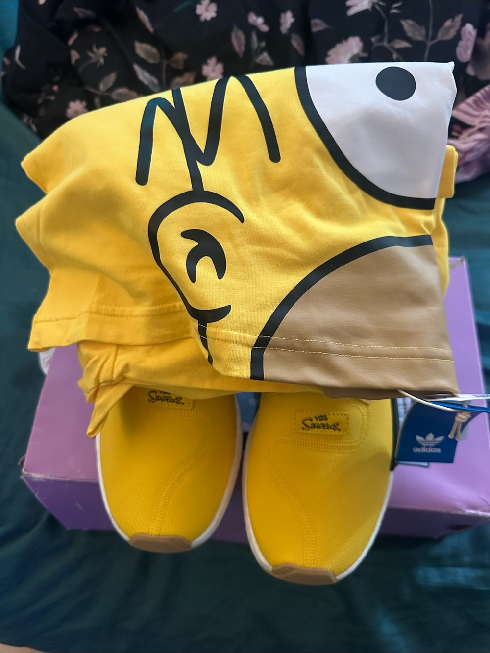 adidas Yellow Kids One-Piece with Matching Yellow Slip-On Shoes